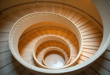 Fototapeta premium Generative AI Elegant winding staircase architectural abstract perspective