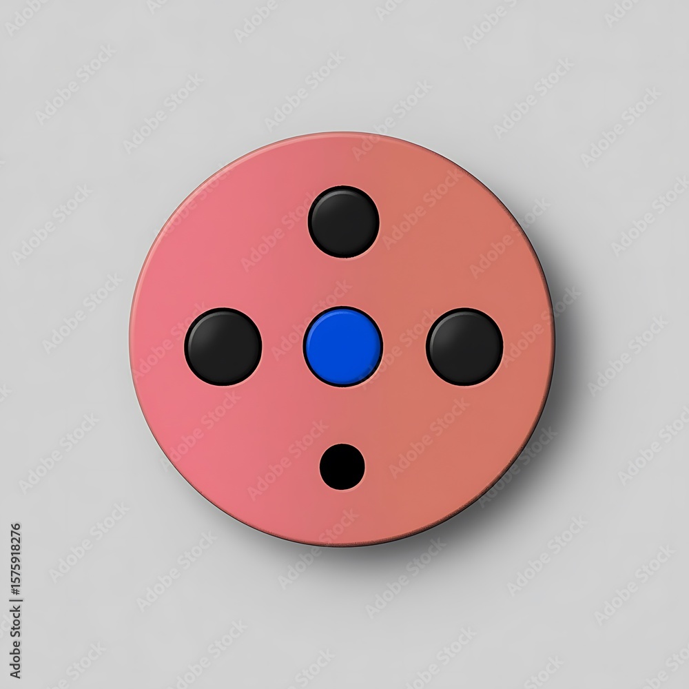 Poster a circular shape with multiple colored buttons on its surface