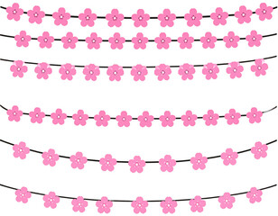 Firefly_PNG Elegant pink floral garland, element set on transparent background