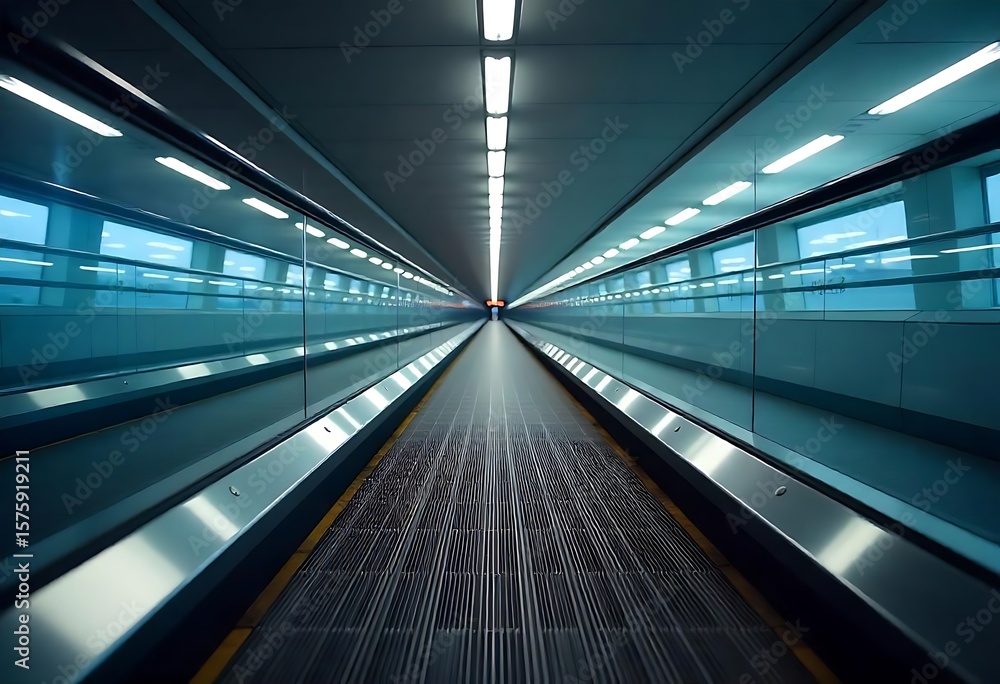 Poster generative ai futuristic empty moving walkway perspective