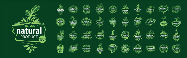 A large set of vector logos of a natural product, hand-drawn © butenkow