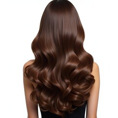 Long Brown Glossy Female Hair Isolated on White Background – Beauty and Haircare Concept Image

