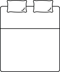 Simple vector illustration of a double bed flat line icon. Minimal bedding sign for hotel, bedroom, sleep, rest, furniture, interior design, travel accommodation, real estate, or hospitality projects