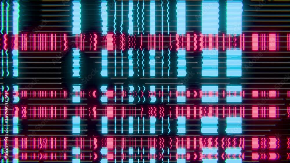 Poster digital pulse neon grid distortions loop