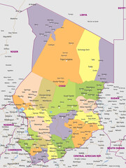 Obraz premium Detailed political map of Chad