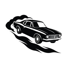 1950s Muscle Car Drifting Around Corner