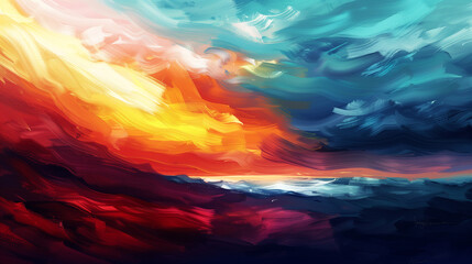 An artist creating a unique expression with random colors and brushstrokes on a canvas.

