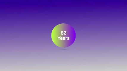82 Years, 3D Rendering. Alphabet Number in sphere , 82 Years Text Animation Effects Anniversary. Digital Circle.
