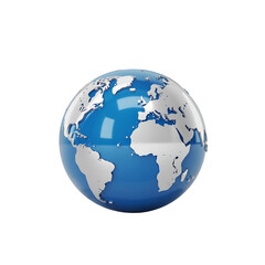 Fototapeta premium 3 D Rendered Globe Earth with Blue Oceans and White Continents Isolated on Black Background