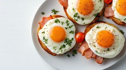 Delicious Breakfast Plate Featuring Eggs Bacon Toasted Bread in Style
