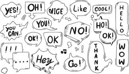 Chat Bubble Expression Vector – OH, NO, OK, YES, YOU, Text, Speech, Message, Social, Comment, Comic, Pop, Fun, Communication, Bubble Icon