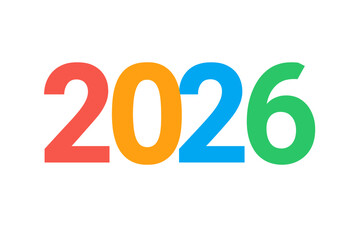 2026 Colorful Numbers Design for New Year Celebration, Modern Poster, Banner, Website, Calendar, Festive Vector Illustration, Transparent PNG, Vibrant Typography Art