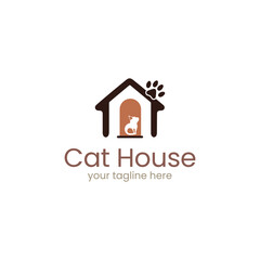 Cat House Logo Design Minimalist Pet Shelter Brand Identity Veterinary Clinic Icon Pet Care Symbol