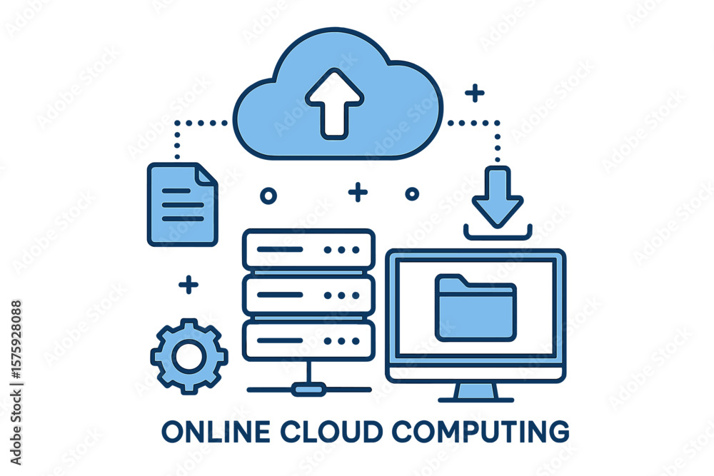 Poster cloud computing data center web hosting service database document file storage upload download manag