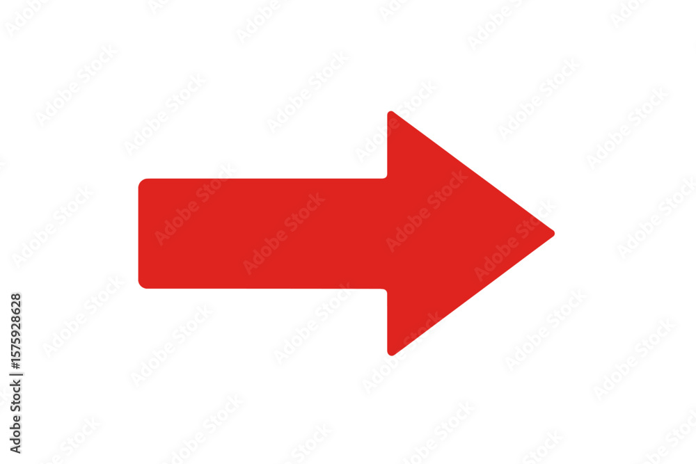 Aufkleber bold red right arrow symbol. simple directional pointer icon. navigation, forward, move, next step, 