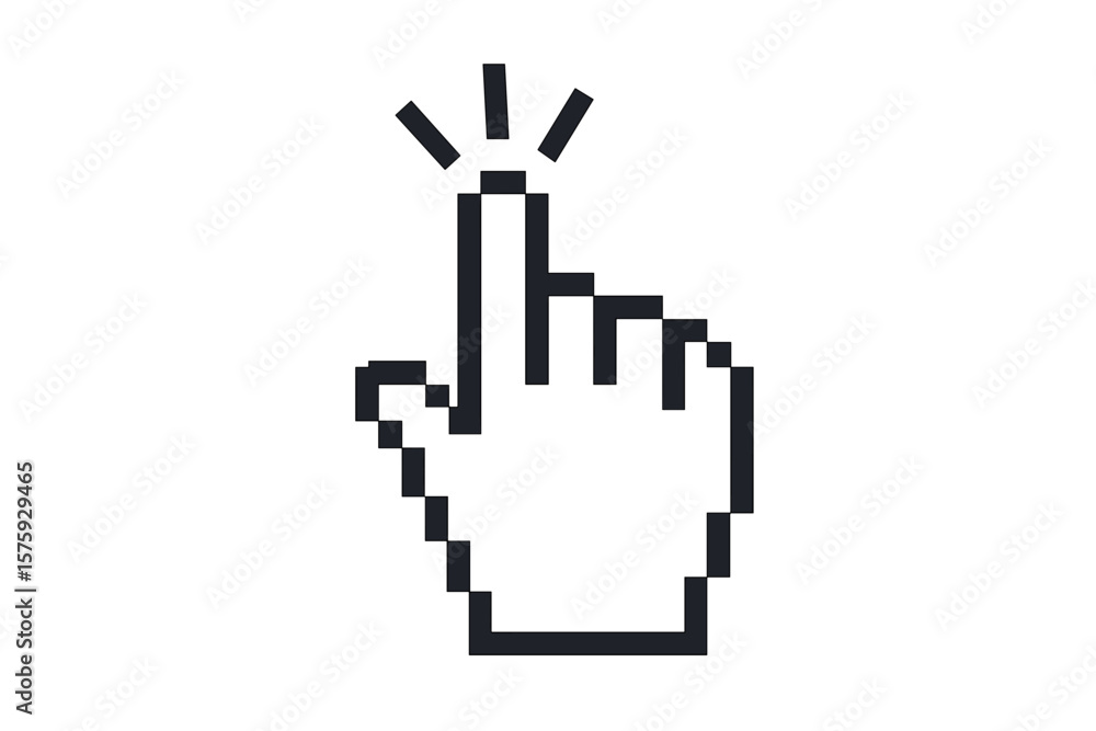 Fototapete click cursor icon. computer mouse pointer symbol. hand pointer clicking finger. pixel art style for 