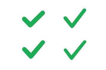 Set of green checkmark vector icons. Tick symbol collection for approval, success, and completion. Simple accept, correct, and okay signs for checklist or vote design.