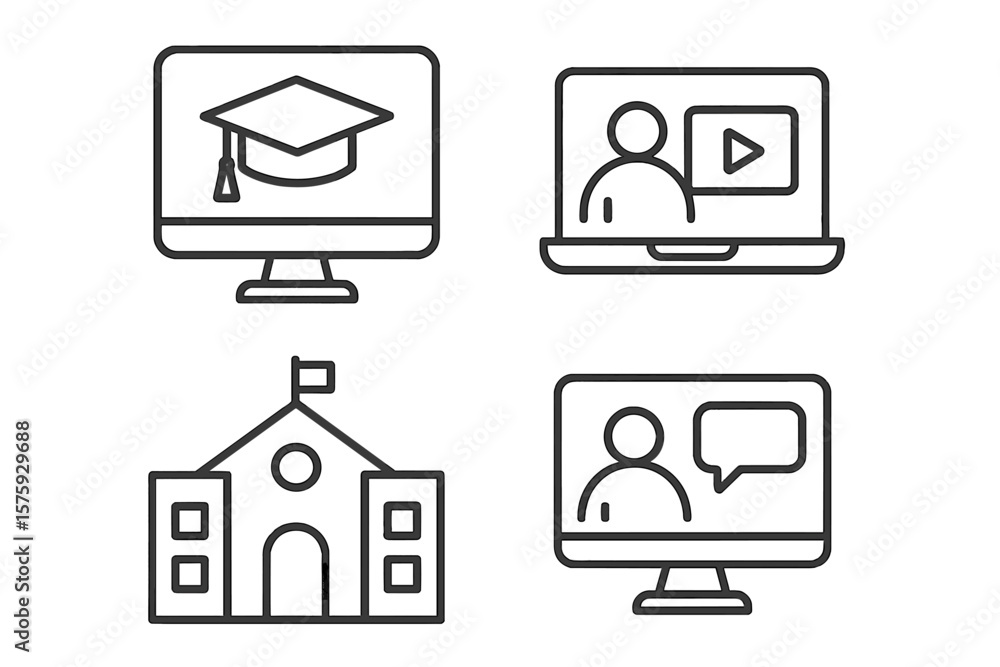 Aufkleber e-learning and online education icon set. distance learning concepts for web and mobile app. vector 