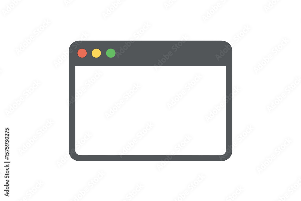 Poster Minimalist Browser Window Interface. Flat Vector Icon. Simple Web Browser Frame. Modern UI Design Element. Empty Window Template. Internet Browser Symbol. Isolated Illustration. Clean Graphic Resource