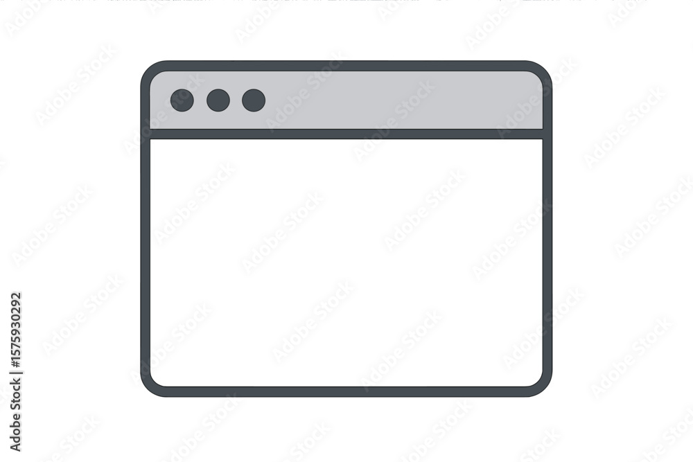 Fototapete Minimalist Browser Window Interface, Flat Vector Icon. Simple Web Browser Frame, Internet Window Template, Modern UI Design, Blank Page, Clean Outline, Technology Concept, Graphic Illustration