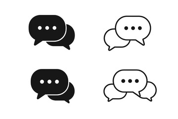 Chat Message Bubbles Icon Set. Communication, Conversation, Dialog Symbol. Talk Bubble, SMS, Notification, Group Chat, Online Messaging, Web Icon, Social Media, Mobile App, Vector Illustration