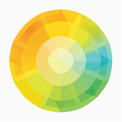 Obraz premium Abstract Circular Design: Vibrant Yellow, Green, and Teal Geometric Pattern, Low Poly Style