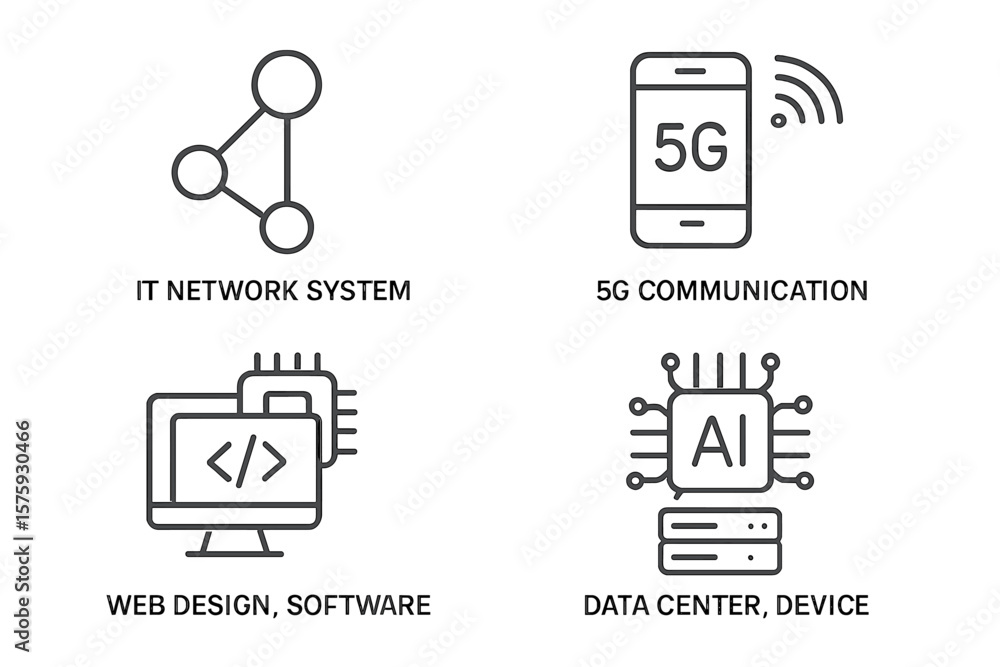 Poster modern it network system, 5g communication, artificial intelligence data center, web design and soft