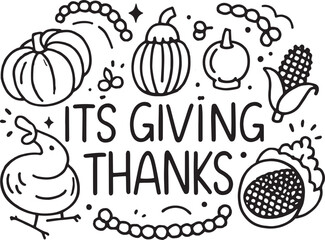 Fall Pumpkin and Leaves It's Giving Thanks Typography T-Shirt Design