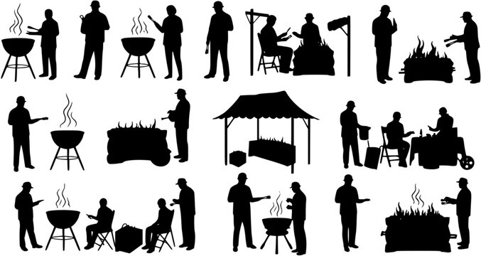 Bbq Scene Silhouette Vector Illustration Graphic

