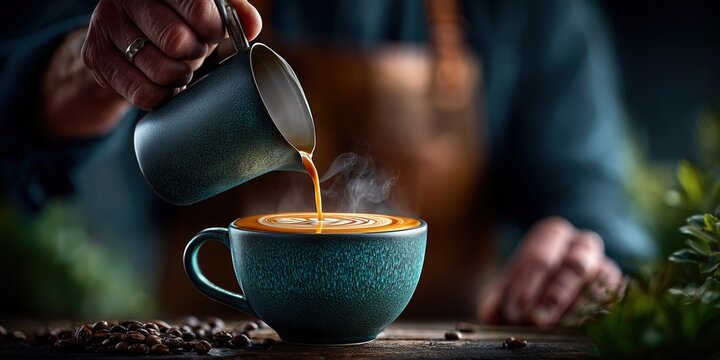Happy senior couple gardening together in a vibrant cottage garden on a sunny day.