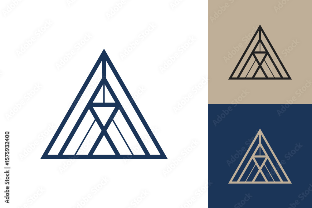 Fototapete Geometric triangle logo icon. Triangle concept vector design with minimalistic linear style