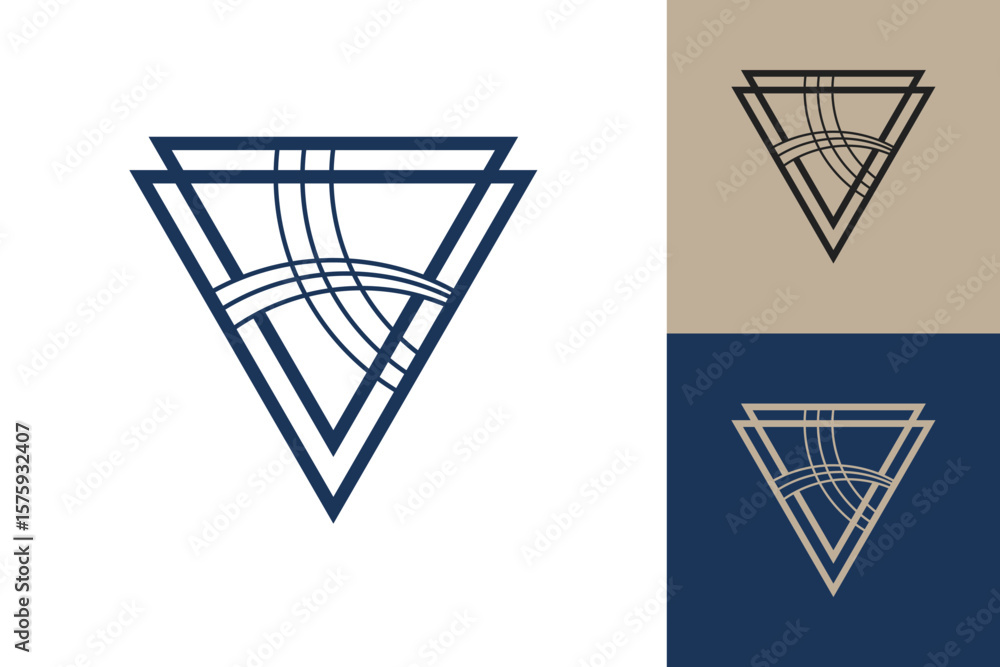 Fototapete geometric triangle logo icon. triangle concept vector design with minimalistic linear style