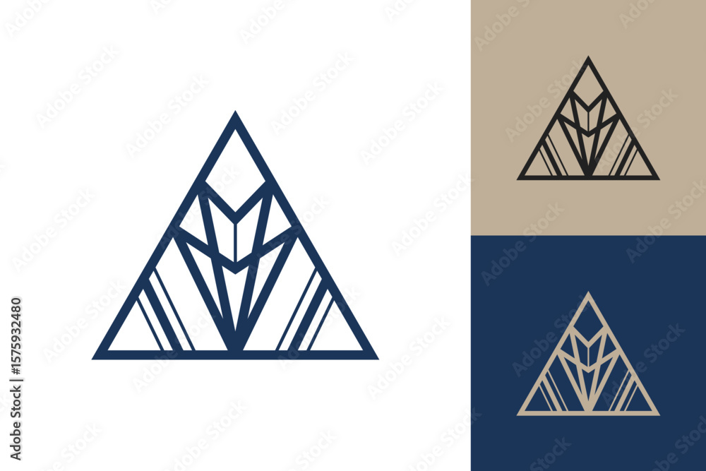 Fototapete Geometric triangle logo icon. Triangle concept vector design with minimalistic linear style