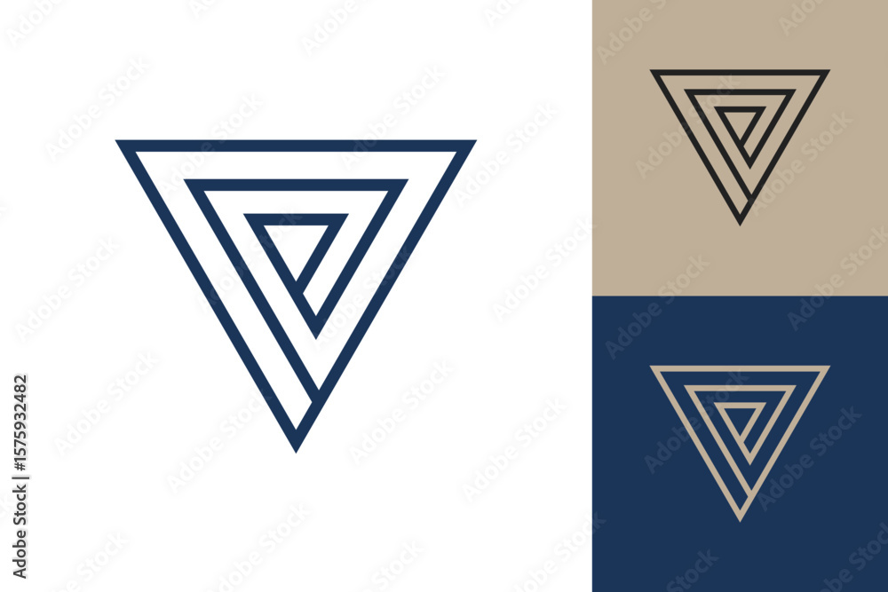 Fototapete Geometric triangle logo icon. Triangle concept vector design with minimalistic linear style