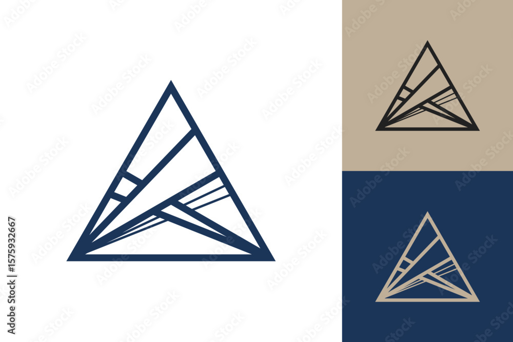 Fototapete geometric triangle logo icon. triangle concept vector design with minimalistic linear style