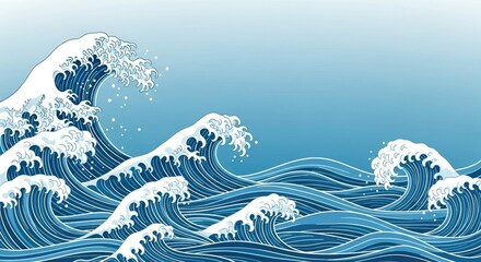 illustration of high, blue waves