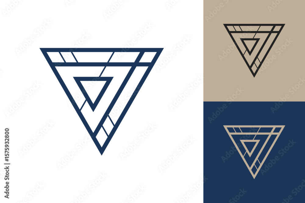 Fototapete geometric triangle logo icon. triangle concept vector design with minimalistic linear style