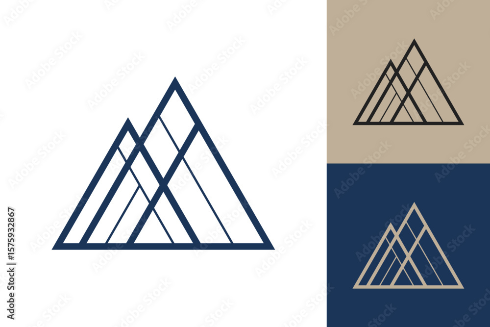 Fototapete geometric triangle logo icon. triangle concept vector design with minimalistic linear style