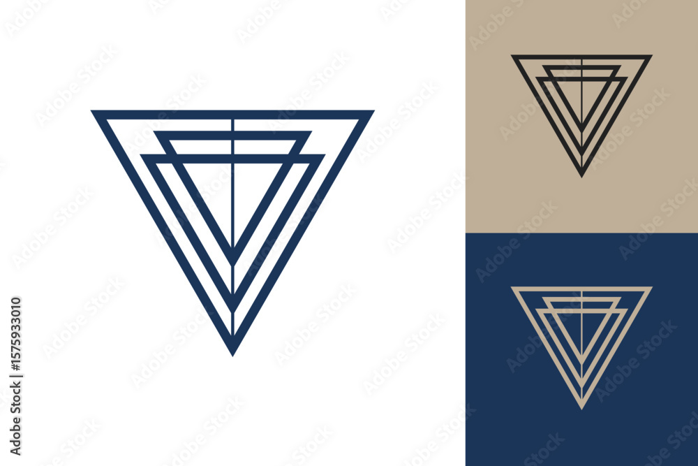 Fototapete Geometric triangle logo icon. Triangle concept vector design with minimalistic linear style