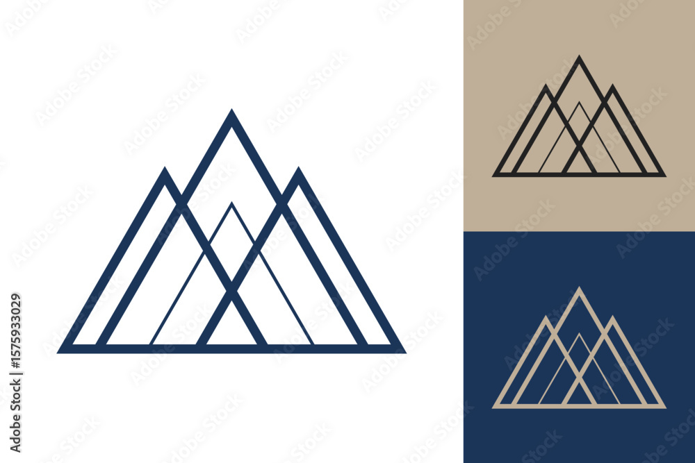 Fototapete Geometric triangle logo icon. Triangle concept vector design with minimalistic linear style