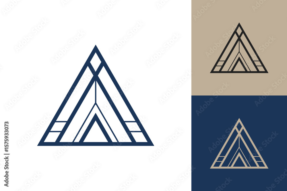 Fototapete geometric triangle logo icon. triangle concept vector design with minimalistic linear style