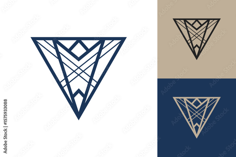 Fototapete geometric triangle logo icon. triangle concept vector design with minimalistic linear style