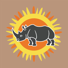 Flat vector rhino art for World Rhino Day, showcasing rhino silhouettes, mother and calf scenes, and nature-inspired motifs perfect for conservation awareness and educational use.