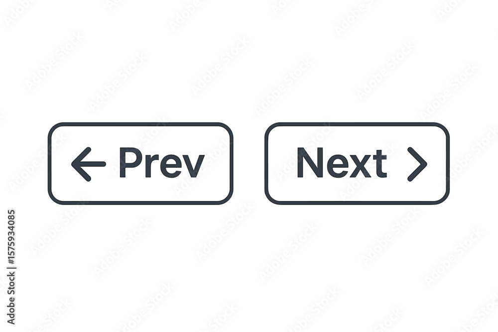 Poster previous and next navigation buttons vector. arrow icons for web page, ui, ux, website, app, interfa
