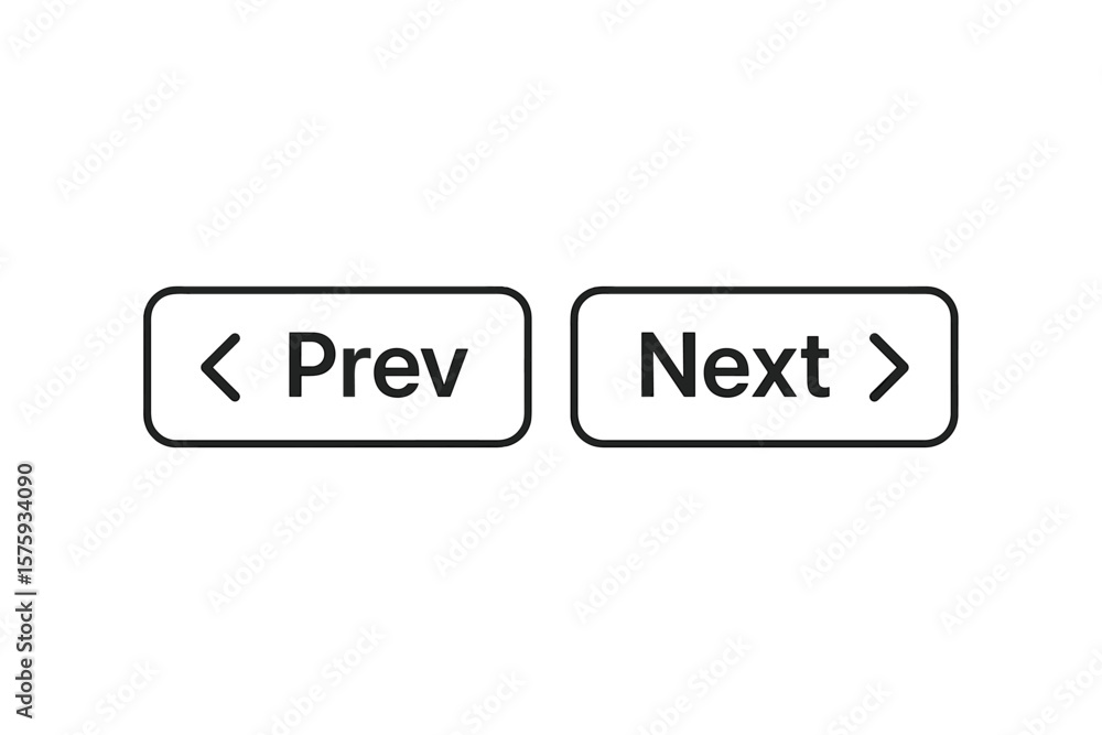 Fototapete Previous and Next Navigation Buttons Vector. Prev Next UI Elements with Arrows. Web Page Pagination Controls. User Interface Design for Website Navigation, Slider, Menu, App