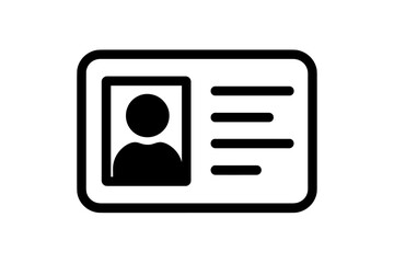 Personal Identification Card Icon. ID Card Symbol with User Profile Photo, Personal Data, Identity Document, Simple Flat Vector, Isolated on White