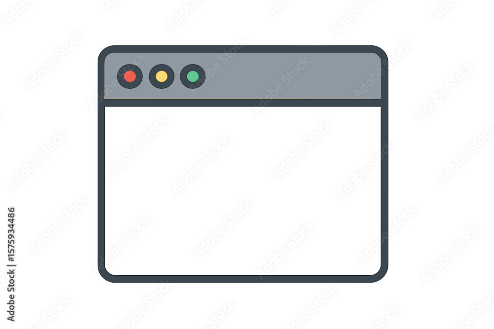 Poster Minimalist Browser Window Interface. Flat Vector Illustration of Web Browser Window Icon. Simple Modern UI Design. Internet Browser Frame. Blank Webpage Template. Digital Graphic Resource.