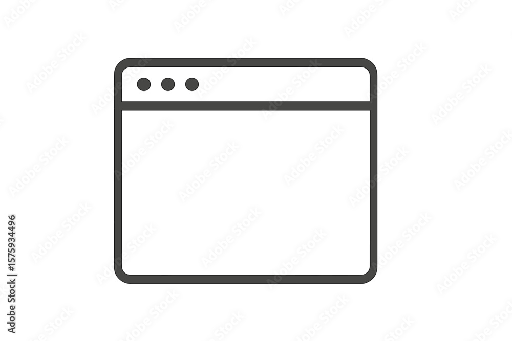 Fototapete Minimalist Browser Window Icon. Flat Vector Illustration. Simple Web Browser UI Template. Blank Internet Window Outline. Modern User Interface Symbol. Graphic Design Element. Website Frame Mockup.