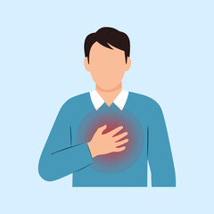 Illustration of a man holding his chest in pain