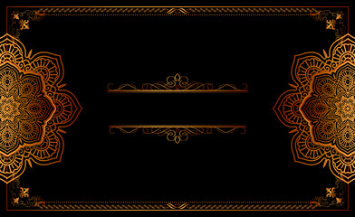vintage background with golden frame mandala ornament